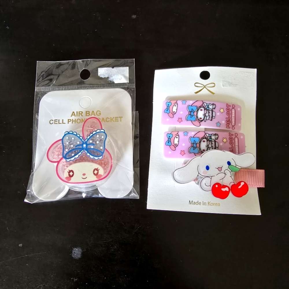 Cinnamonroll Lightup Clip, Melody Hair Clips & Popgrip For Cellphone
